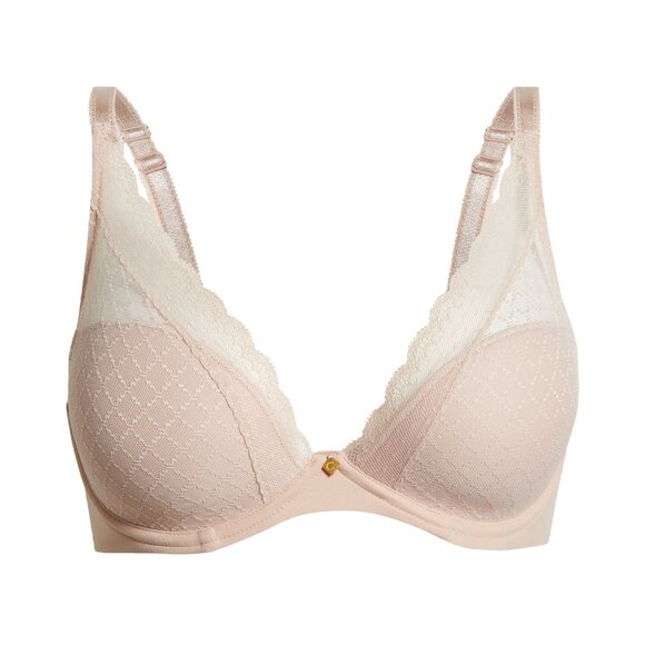 🆕CHANTELLE Norah Chic Plunge T-Shirt Underwire Bra 36DD Beige #16MNA - Picture 6 of 11